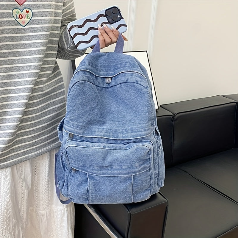 Denim Casual Backpack – Trendy and Versatile Bag for Men and Women