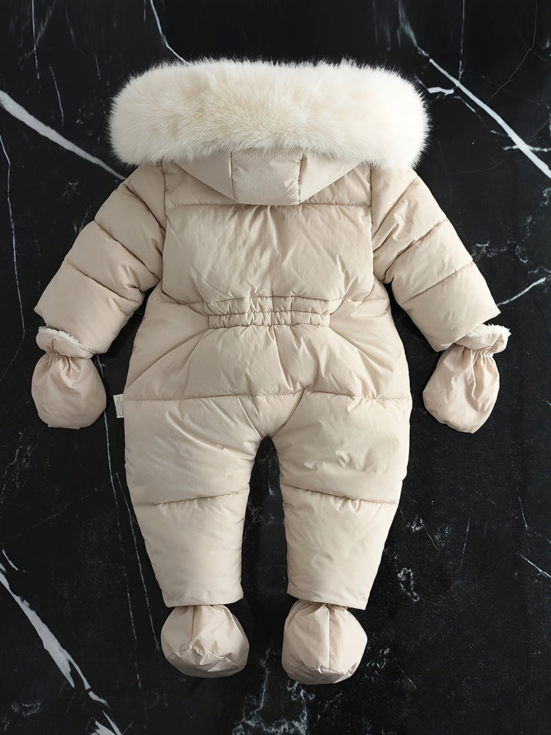 Frosty Baby Romper – Luxe Winter Jumpsuit with Hood for the Colder Months