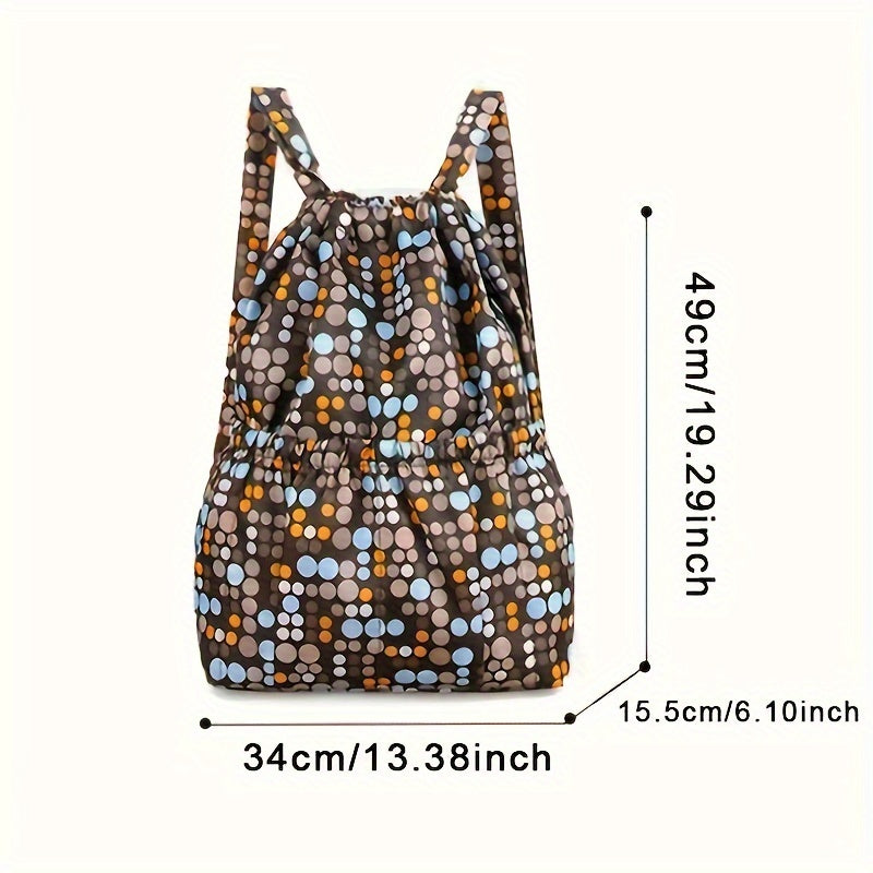 Geometric Nylon Backpack with Drawstring Closure – Perfect for Travel and Sports Activities