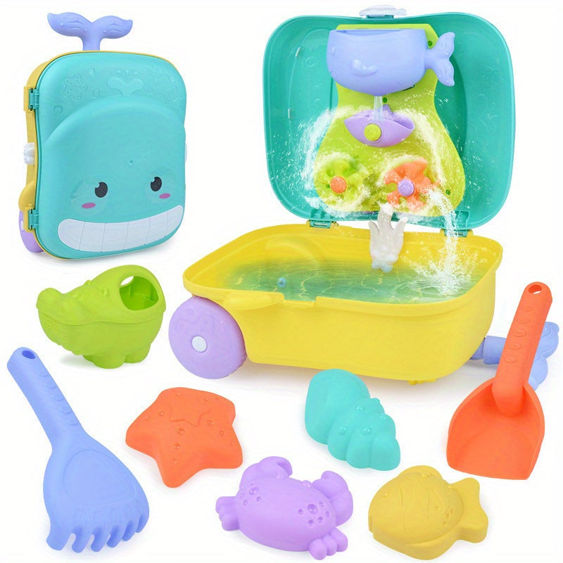 Whale-Themed Beach Toy Set for Babies – 8-Piece Travel Case