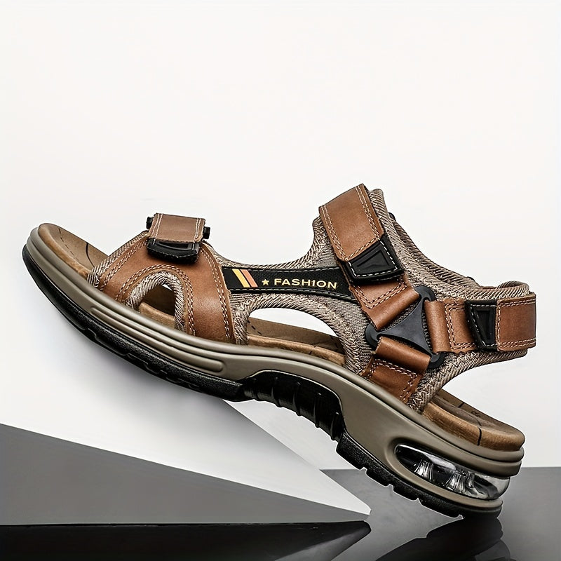 Premium Men's Leather Sandals – Adjustable and Shock-Absorbing