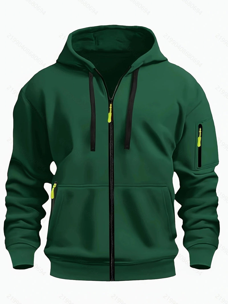 Men's zip-up hoodie with hood – Casual outdoor sweatshirt