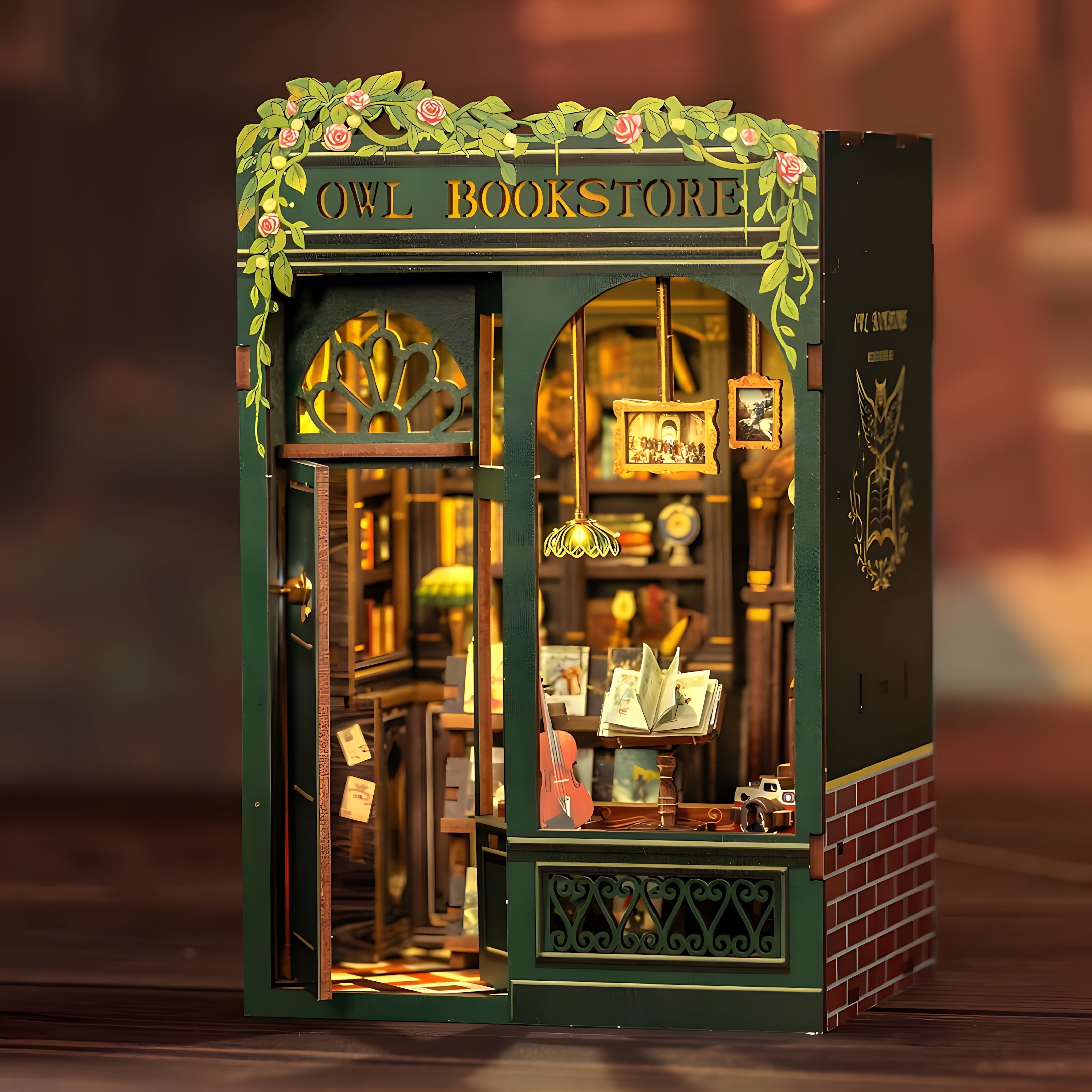 DIY Miniature Owl Bookstore – 3D Wooden Kit with Lighting for Creative Decoration