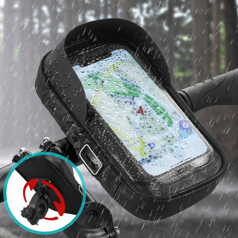 Waterproof Bicycle and Motorcycle Phone Holder – Handlebar Bag with 360° Rotation Option