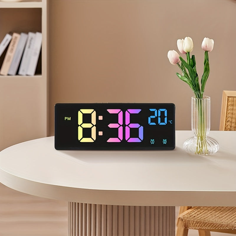 RGB Digital Alarm Clock – Voice-Controlled, Dual Alarm, and Temperature Display