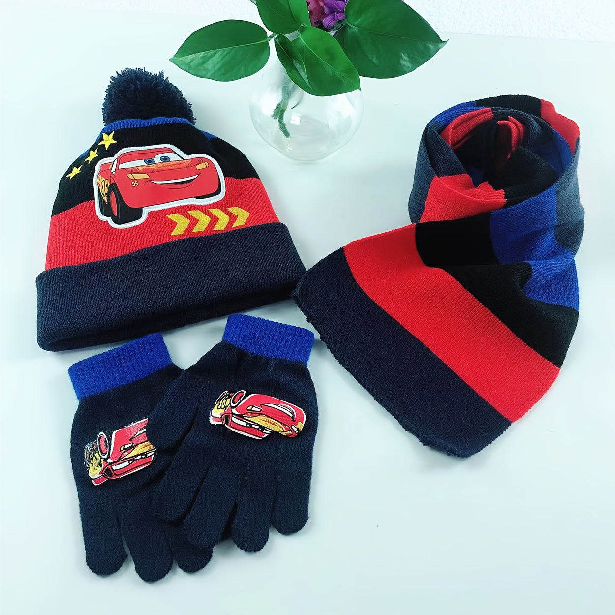 Winter Set for Kids – Beanie, Gloves, and Scarf Set with Cartoon Characters