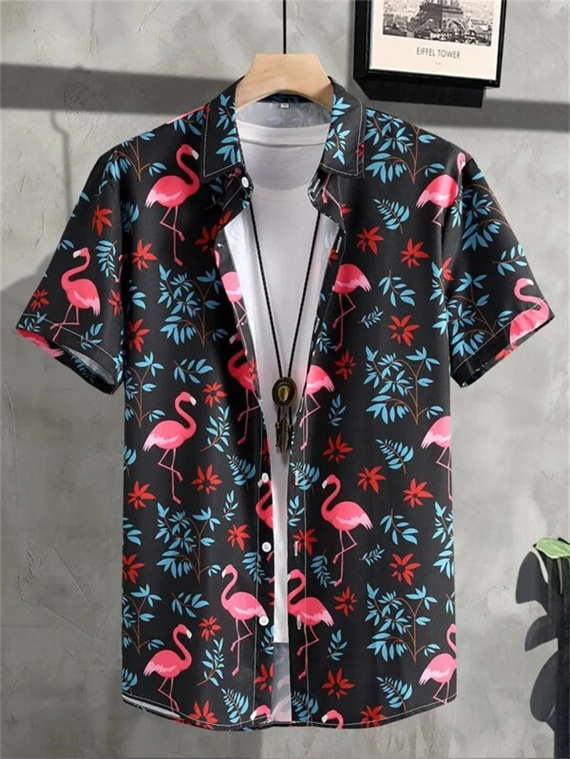 TropicWave Men's Palm Print Shirt – Fresh and Fashionable