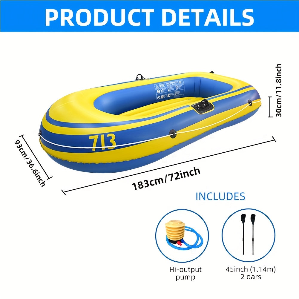 Inflatable Fishing Boat Set – Lightweight 2-Person PVC Boat with Oars