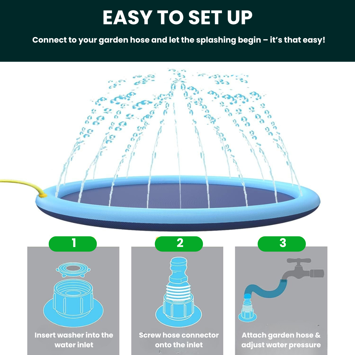 Dog Water Splash Pad – Refreshing Play Mat with Fountain