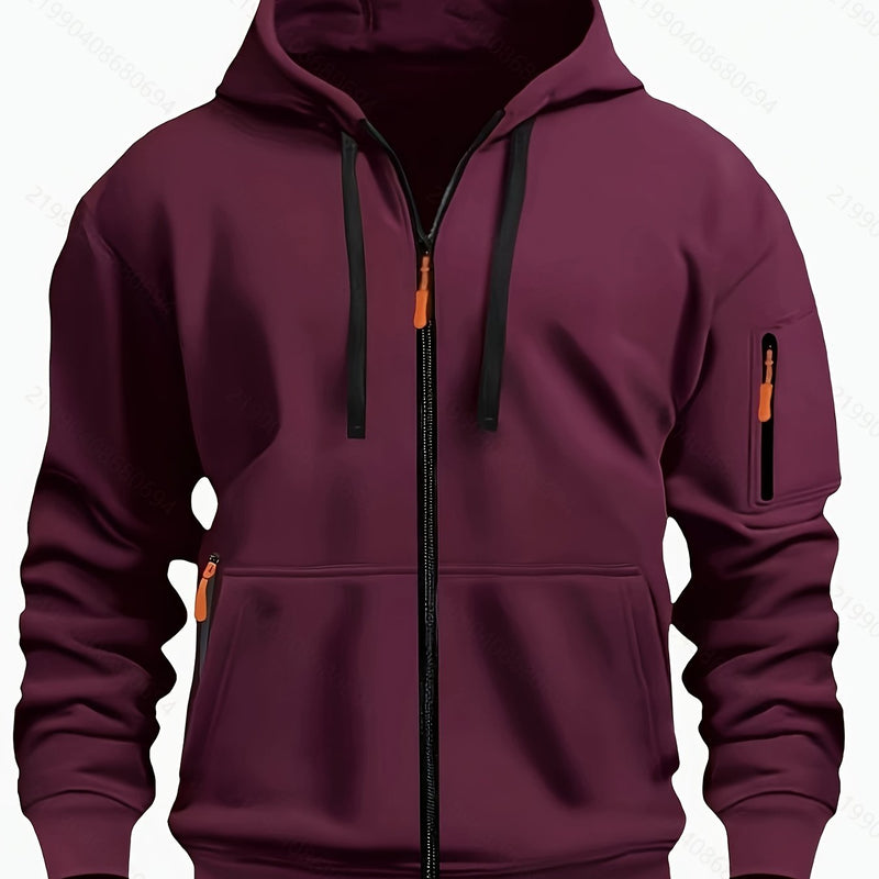 Men's zip-up hoodie with hood – Casual outdoor sweatshirt