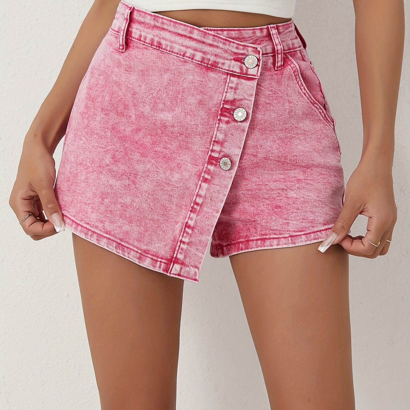 Stretch Denim Skort for Women – Slim Fit and Asymmetrical