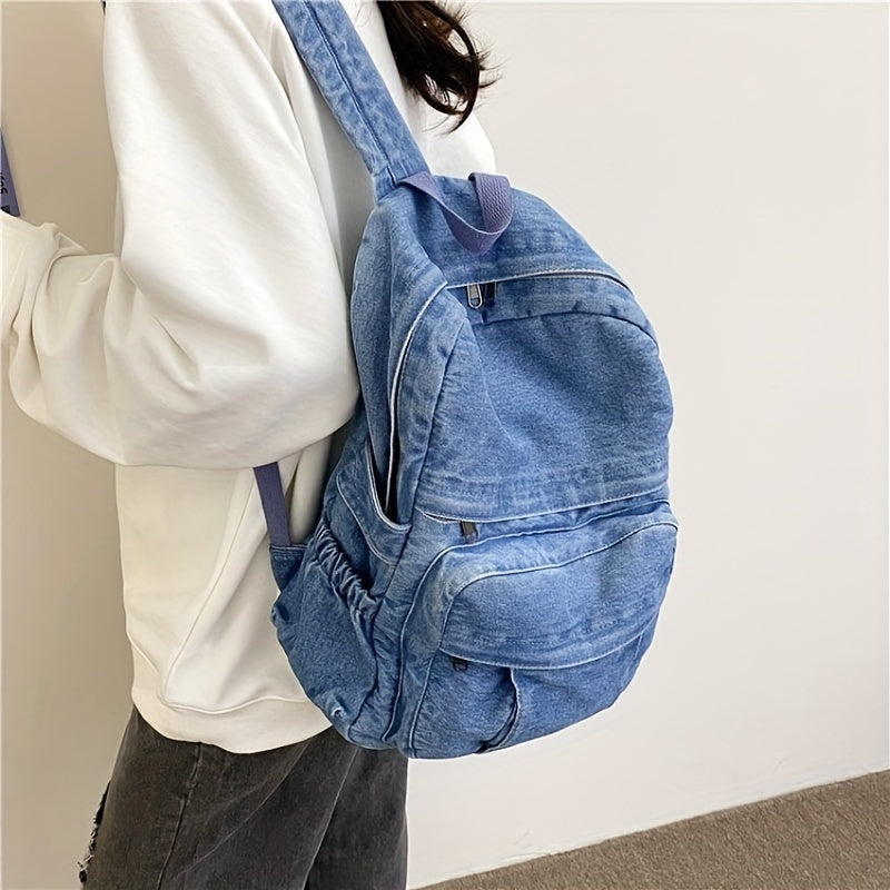 Denim Casual Backpack – Trendy and Versatile Bag for Men and Women