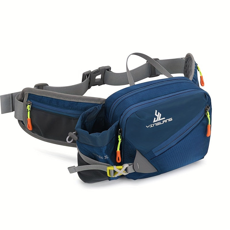 Versatile Running Waist Bag with Water Bottle Holder – Durable Nylon with Zippers for Hiking and Marathons