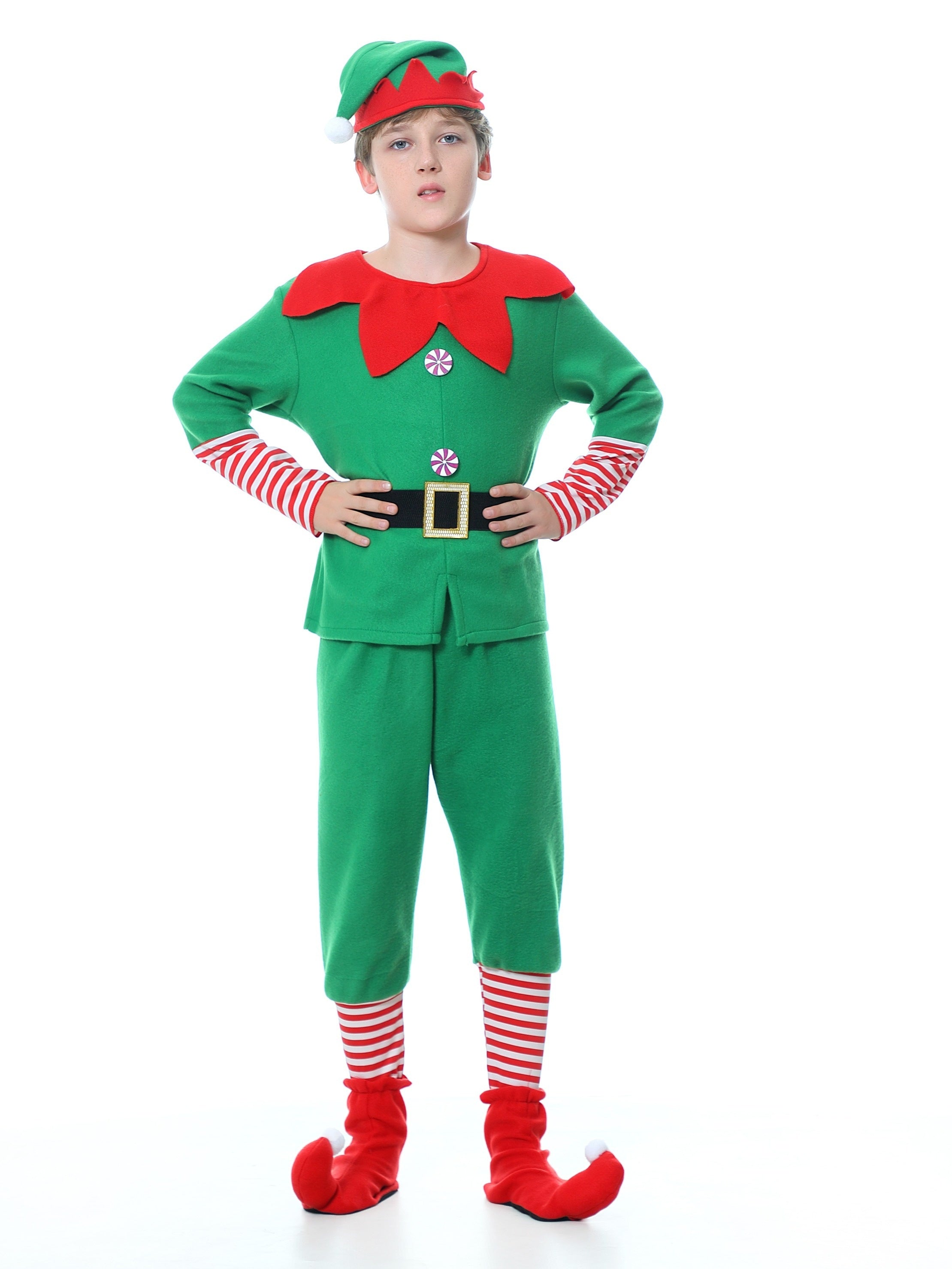 Funny Christmas Elf Outfit for Kids - Complete with Hat, Top, Pants, and Shoe Covers