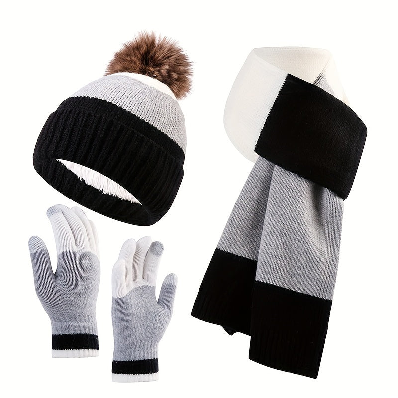 Trendy Winter Set - Hat, Scarf, and Gloves for Cold Days