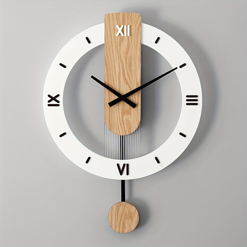 Creative Pendulum Wall Clock Made of Wood and Acrylic – Stylish and Silent Decoration