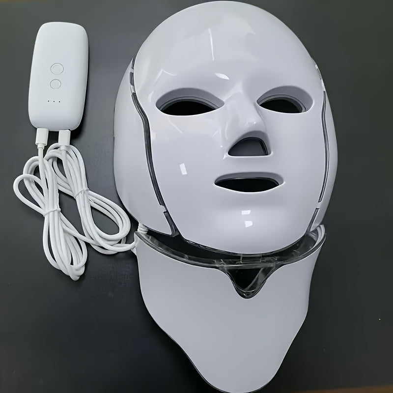 7-Colour LED Facial & Neck Mask – USB Rechargeable Skincare Device