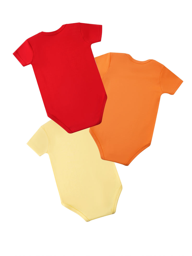 3-Pack Baby Bodysuits – Soft Cotton with Playful Food Prints