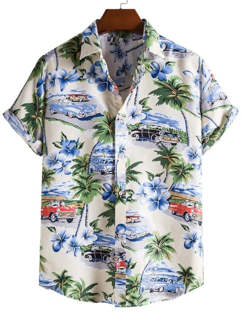 TropicWave Men's Palm Print Shirt – Fresh and Fashionable