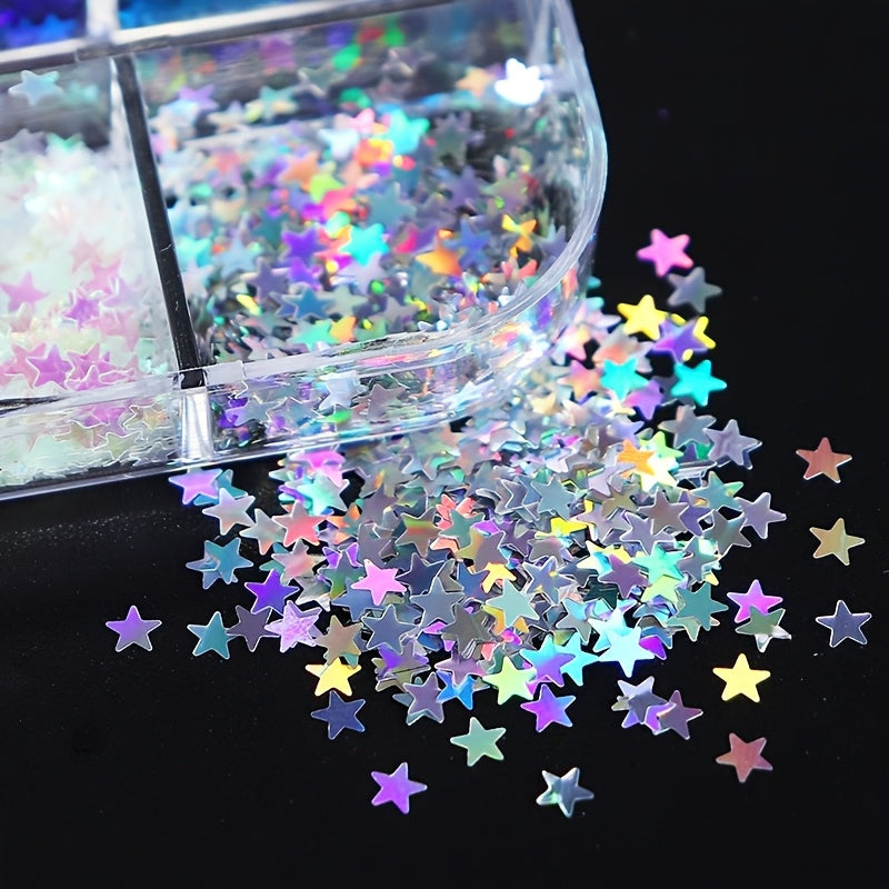 12 Colors Star Sequins – Glitter Sequins in Long Box for DIY and Scrapbooking
