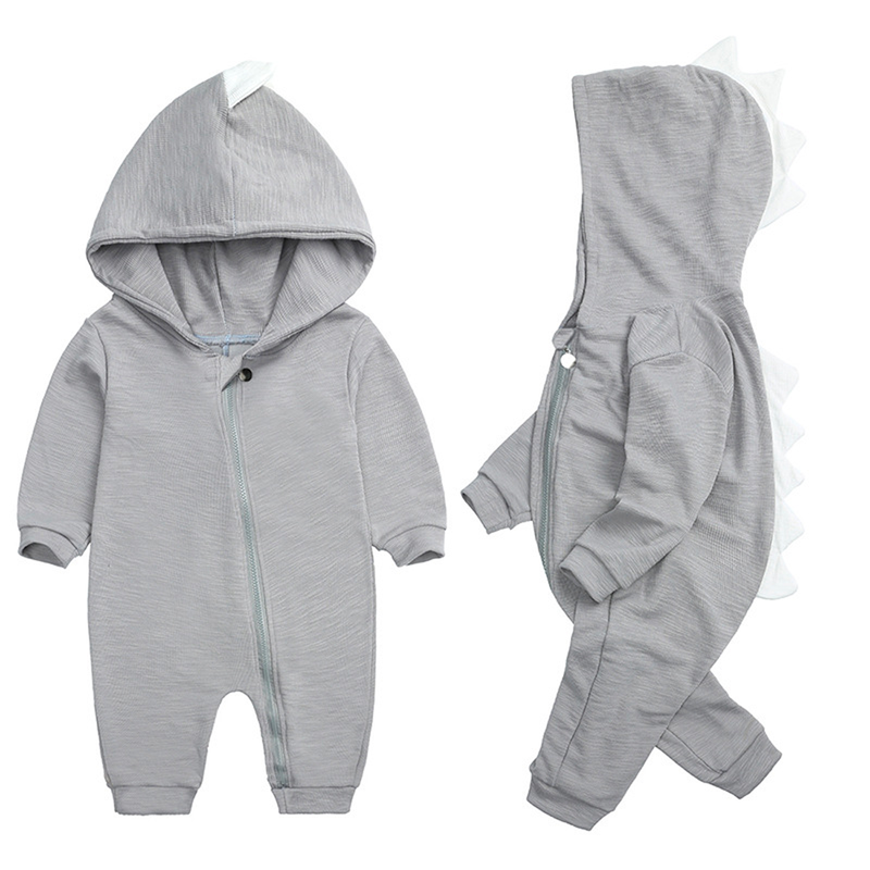 DinoBaby Jumpsuit – Soft Onesie with Hood and Playful Back Details