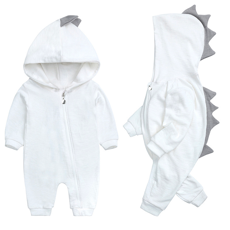DinoBaby Jumpsuit – Soft Onesie with Hood and Playful Back Details