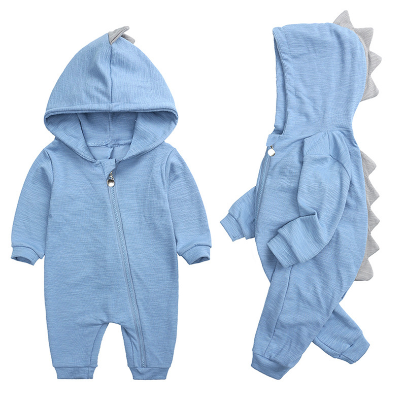 DinoBaby Jumpsuit – Soft Onesie with Hood and Playful Back Details