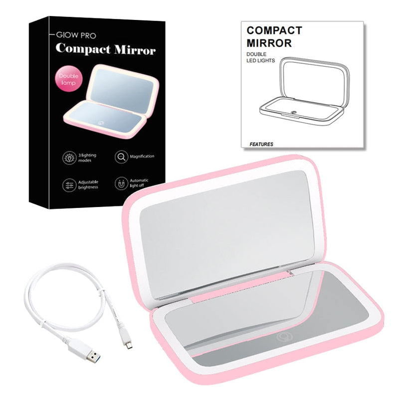 Mini LED Compact Mirror 1x/10x – Precision Lighting Beauty Tool