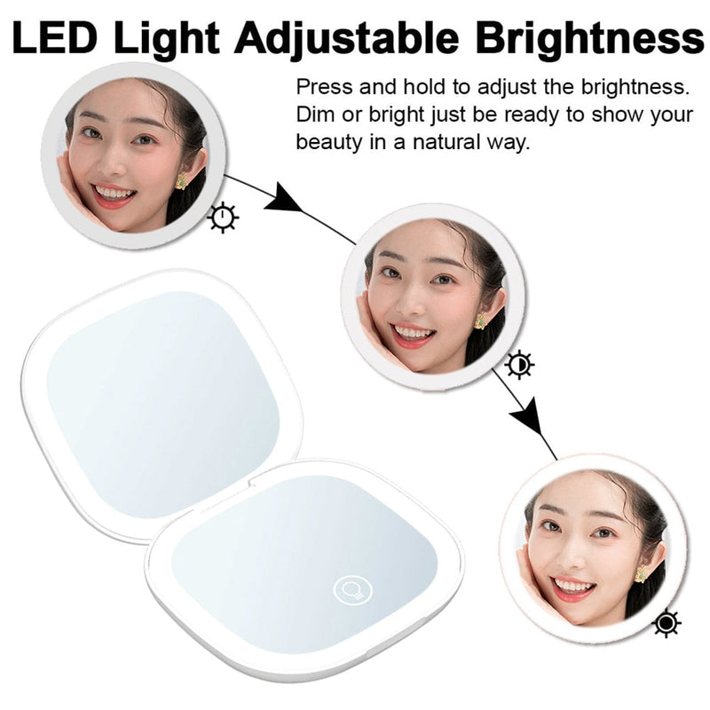 Mini LED Compact Mirror 1x/10x – Precision Lighting Beauty Tool