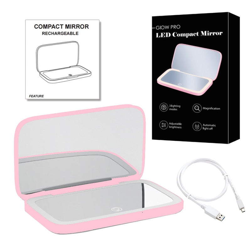 Mini LED Compact Mirror 1x/10x – Precision Lighting Beauty Tool