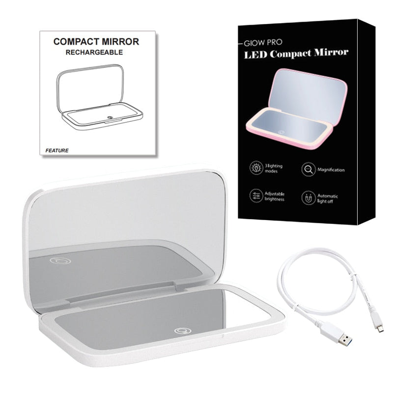 Mini LED Compact Mirror 1x/10x – Precision Lighting Beauty Tool