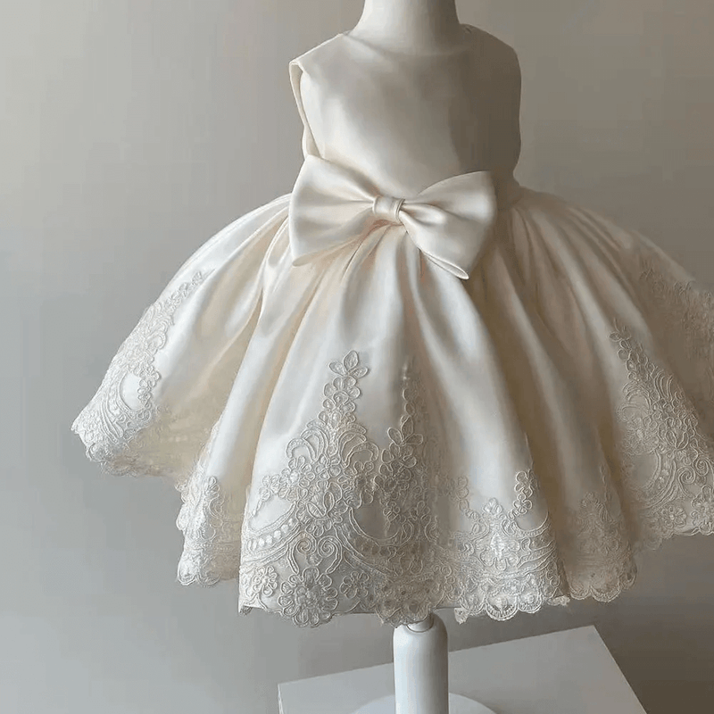 Aurora Princess Dress with Lace and Bow – Luxury Elegant