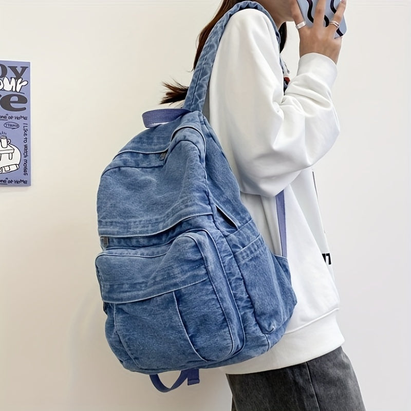 Denim Casual Backpack – Trendy and Versatile Bag for Men and Women