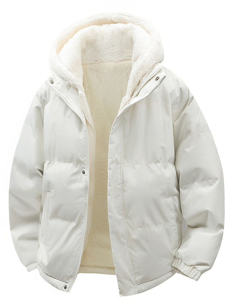 Padded Winter Coat with Teddy Lining and Hood – Casual Unisex Model