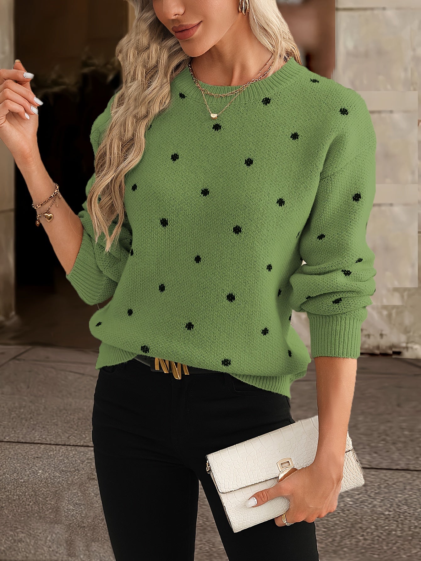 Zara Polka Dot Sweater - Casual and Stylish for Women in Autumn and Winter