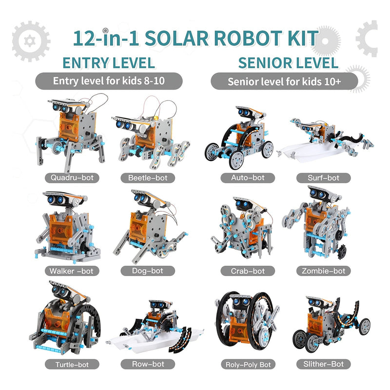 Solar Robo Builder - 12-in-1 Educational Construction Toy with Solar Power