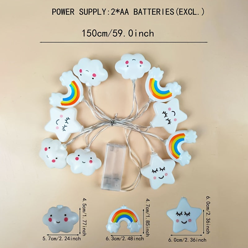 Magical LED String Lights – Star, Cloud, and Rainbow Designs for a Cheerful Atmosphere