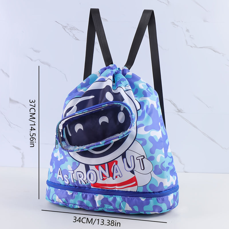 Ocean-Themed Swim Backpack – Waterproof with Wet/Dry Separation
