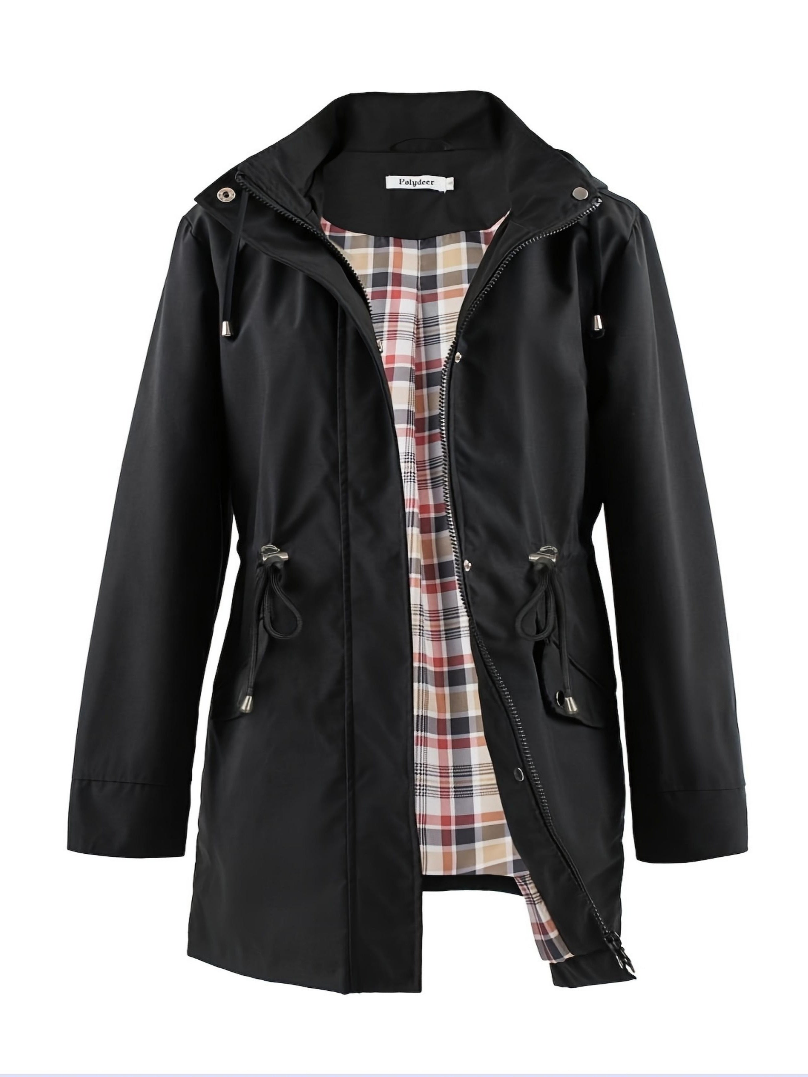 Plus Size Padded Jacket with Hood and Drawstring – Casual and Comfortable for Autumn and Spring