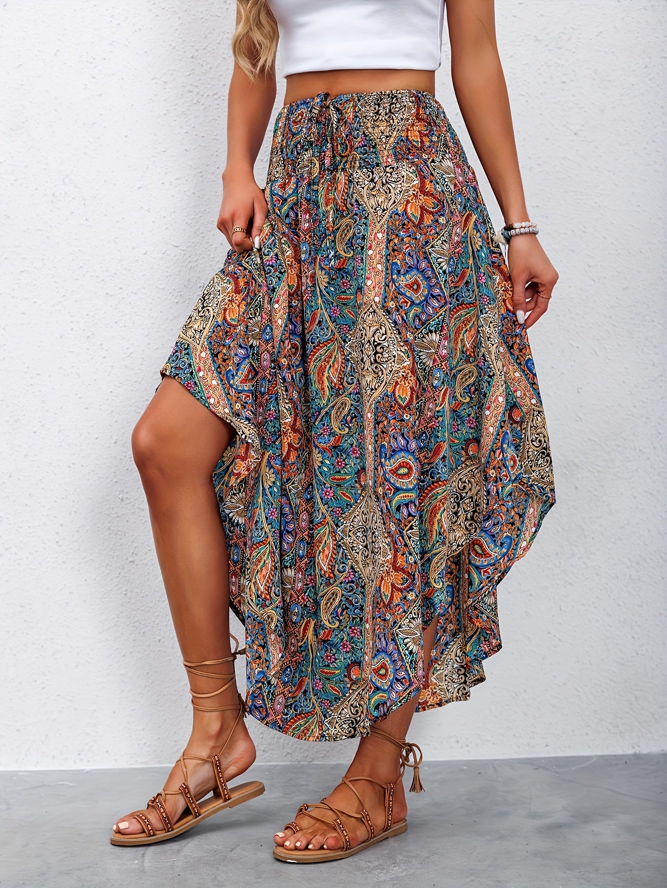 Paisley Print High Waist Skirt – Stylish and Comfortable for Summer and Spring