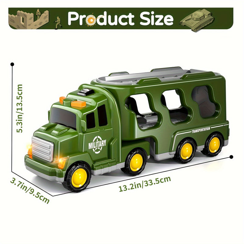 ArmyForce 14-in-1 Military Toy Set - Truck with Tanks, Soldiers, and Sound Effects