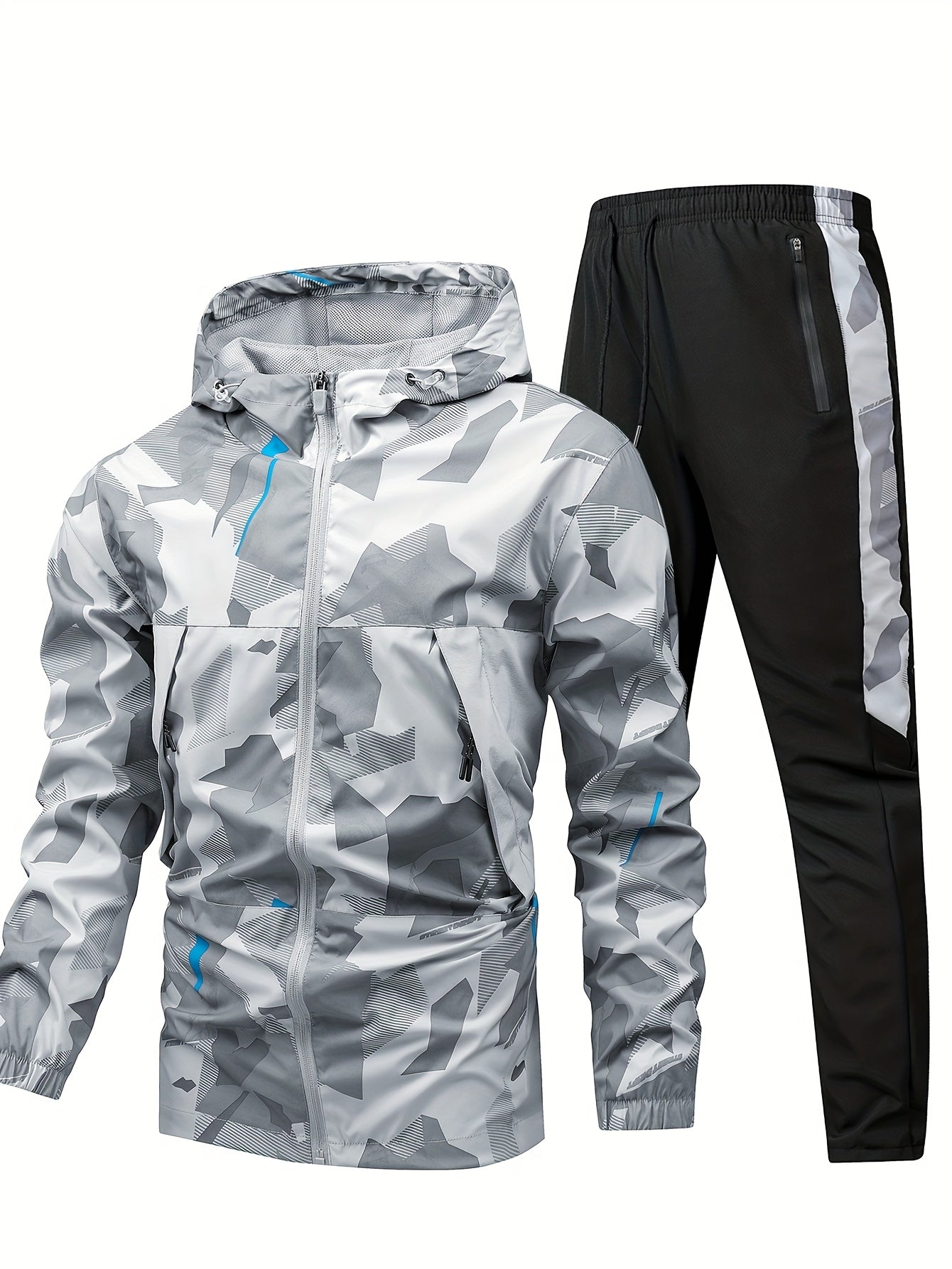 Sporty Outfit for Men – Comfortable Hoodie and Long Pants in Camouflage Design