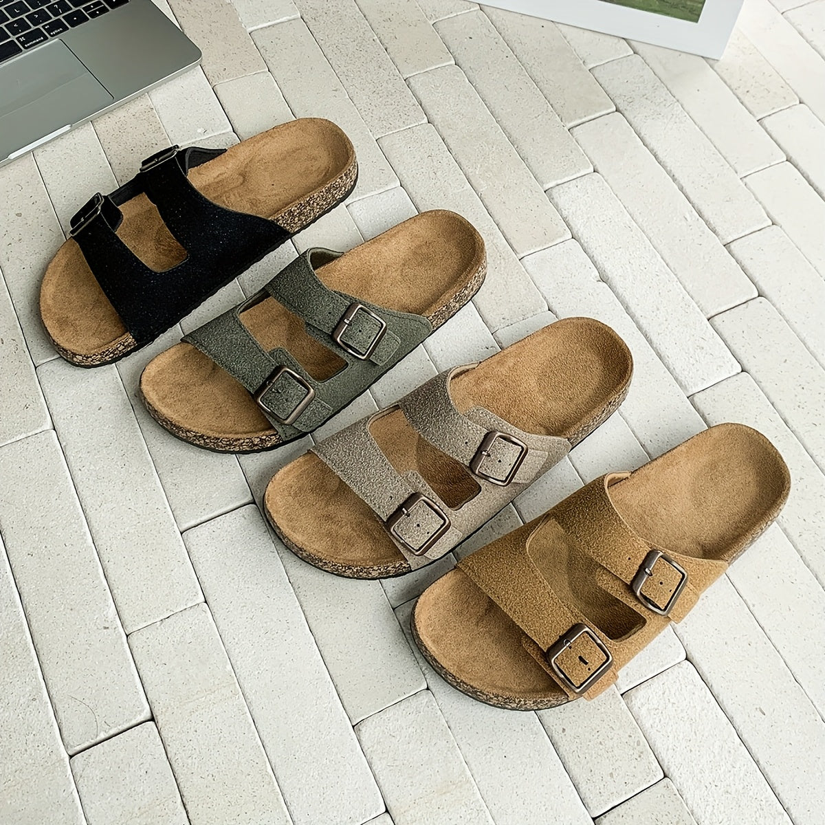 Retro Slides with Double Adjustable Buckles for Men – Comfortable and Stylish for Men
