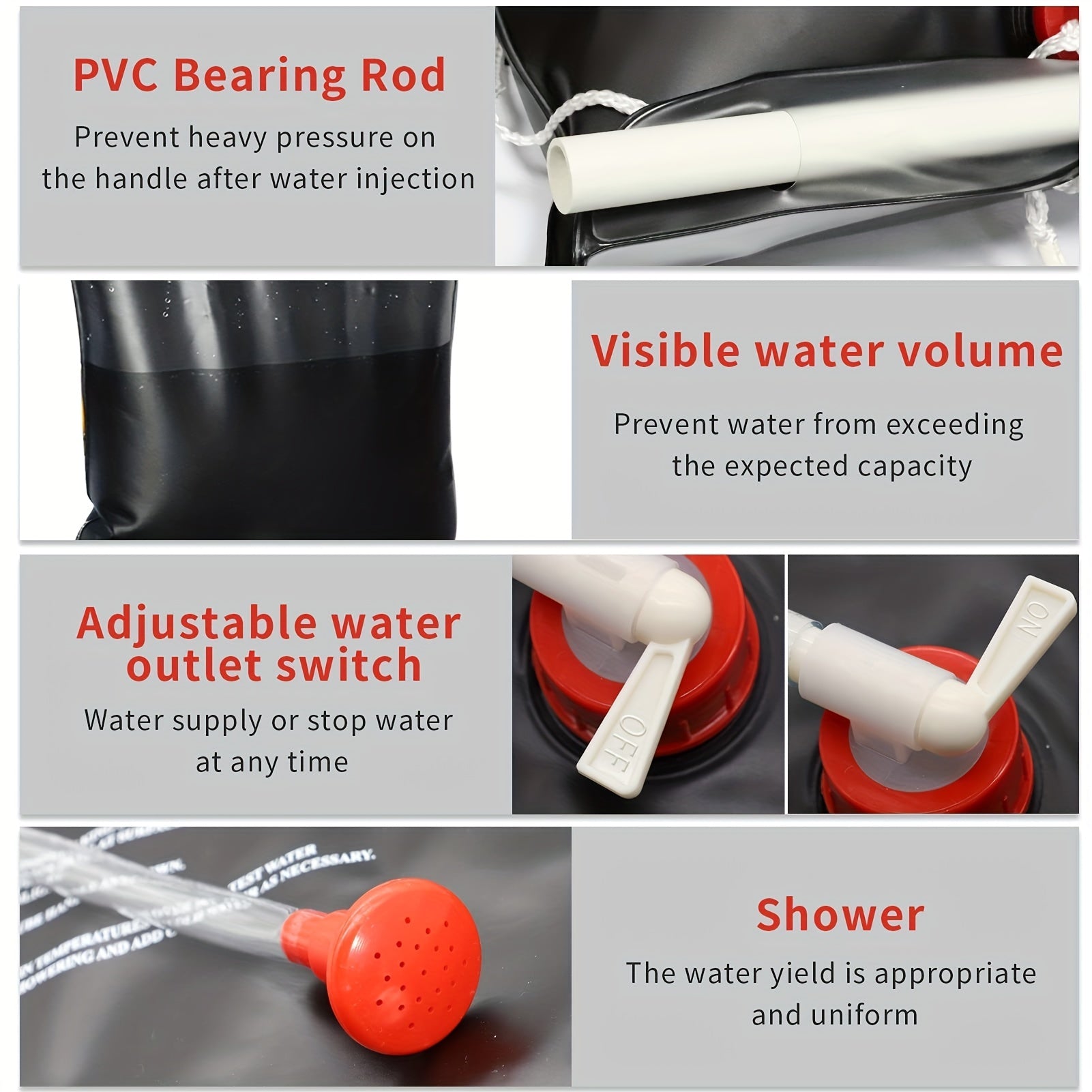 Portable Camping Shower – 20L Capacity with Removable Hose and Shower Head for Outdoor Adventures