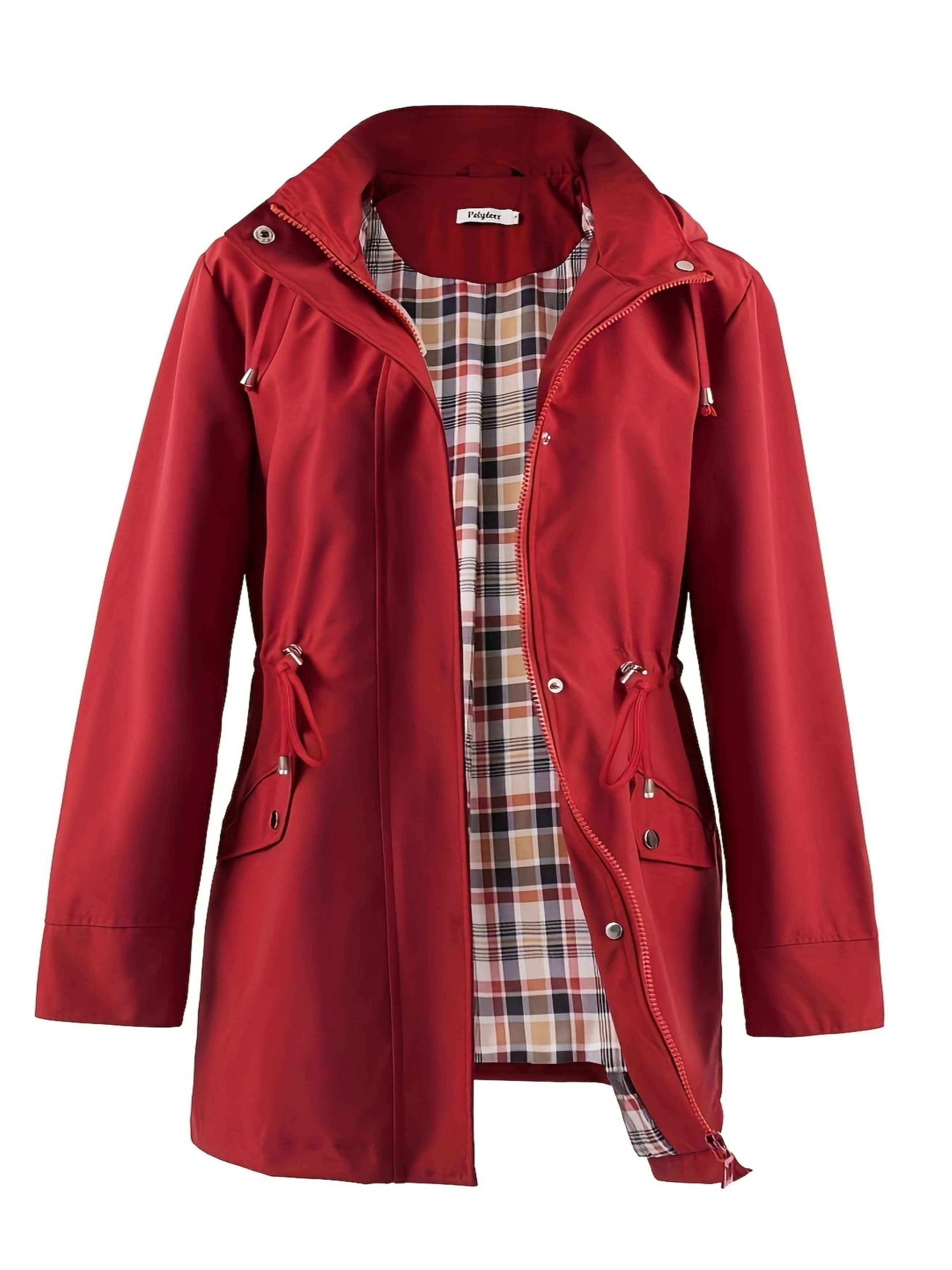 Plus Size Padded Jacket with Hood and Drawstring – Casual and Comfortable for Autumn and Spring