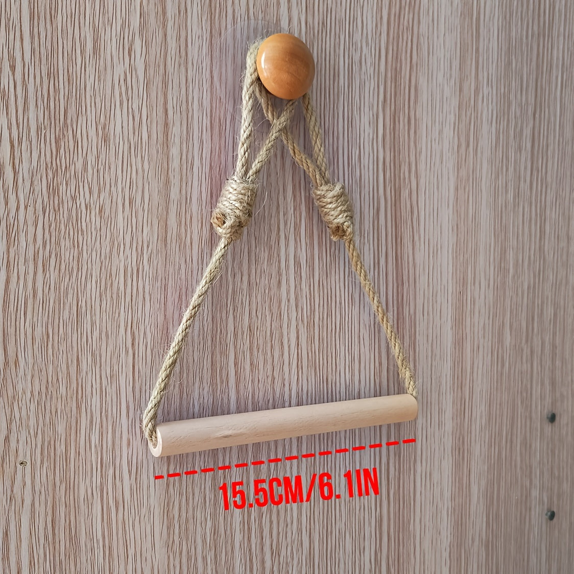Rustic Toilet Paper Holder – Macramé Rope and Wooden Rod for Bathroom