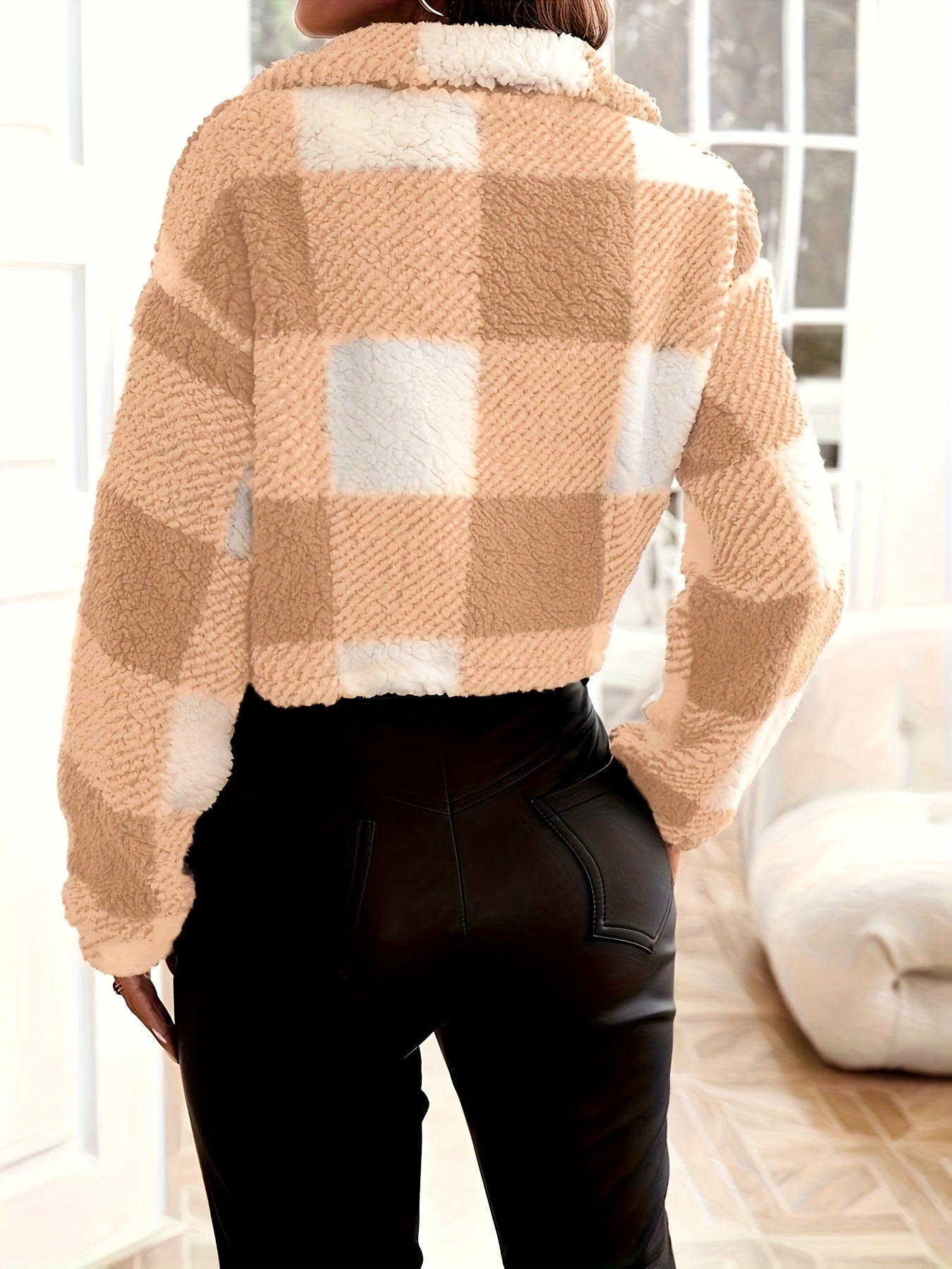Maya Checked Teddy Jacket - Stylish and Comfortable for Women