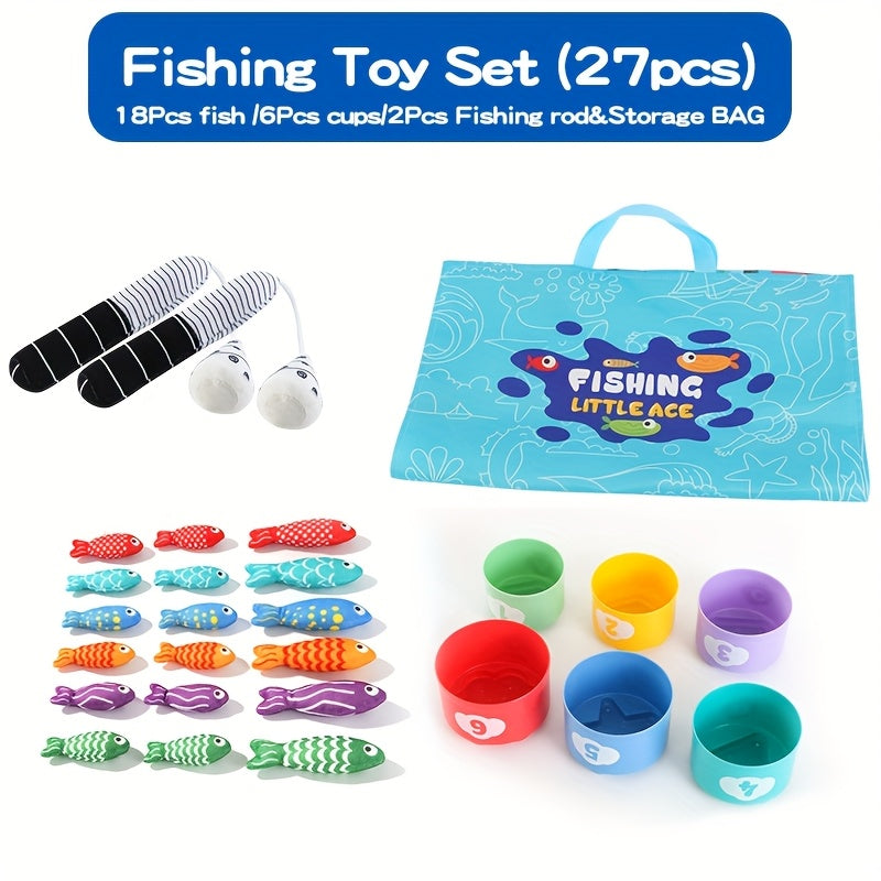 Kids’ Fabric Fishing Set – Plush Fish and Stacking Cups for Learning Fun