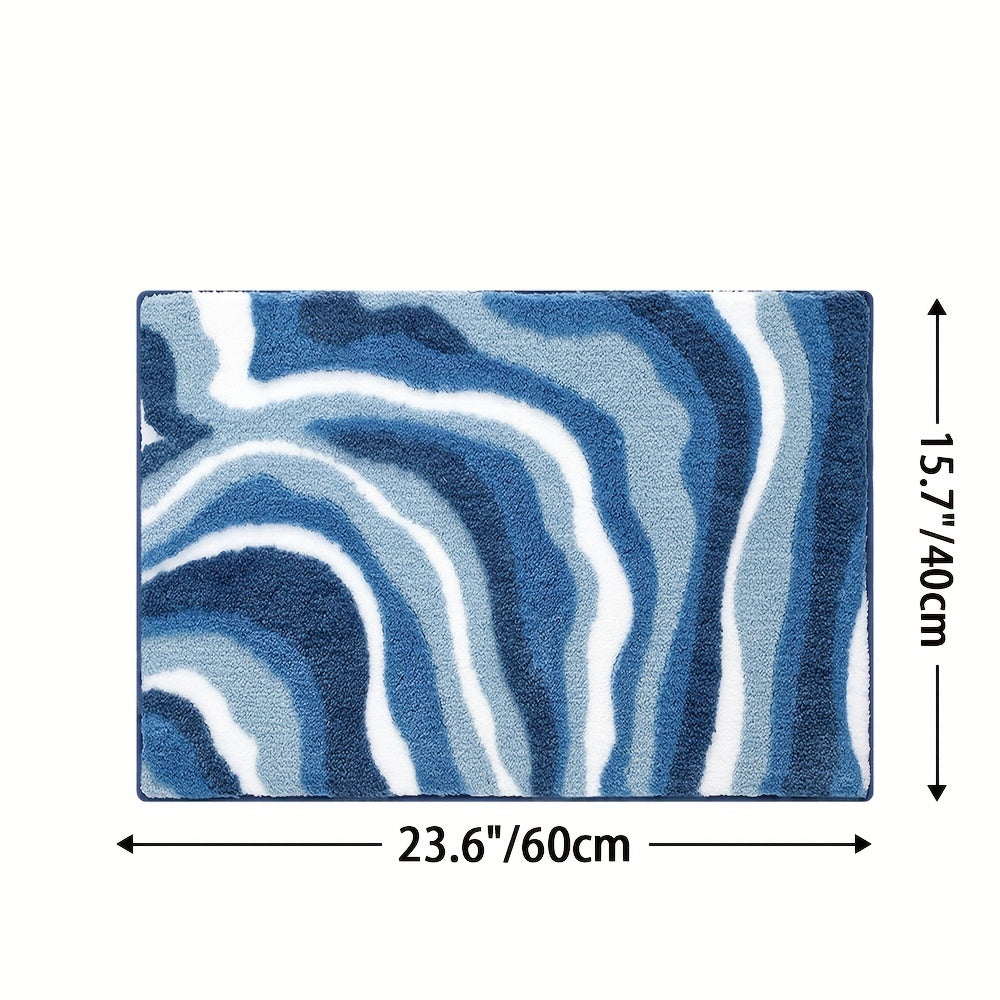 Geometric Bathroom Rug – Absorbent and Soft with Non-Slip Backing