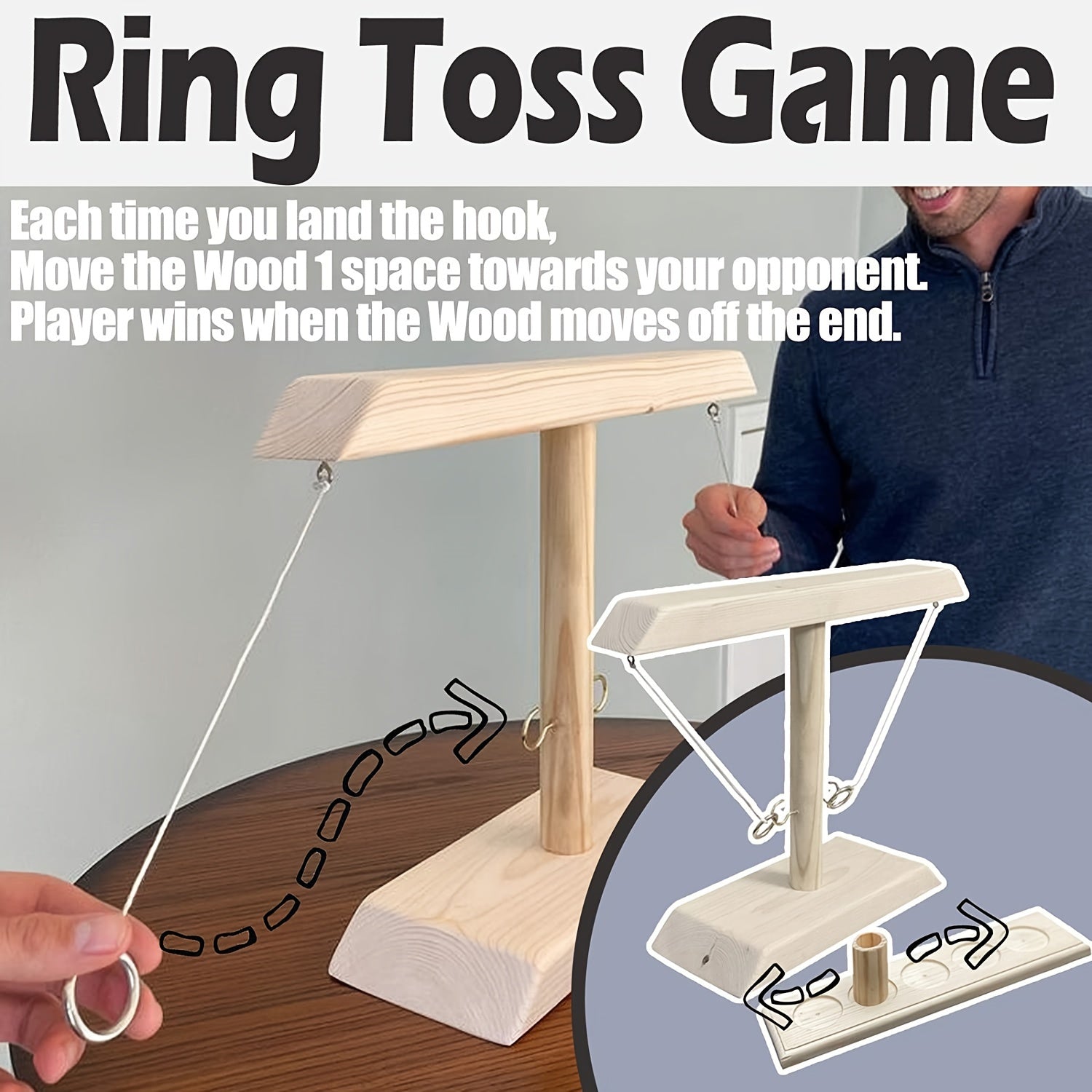 Wooden Ring Toss Game – Traditional and Challenging